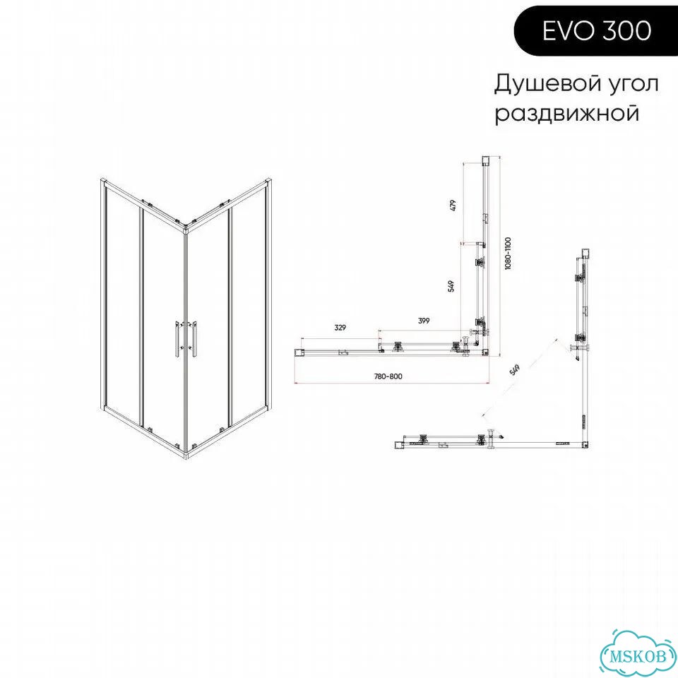Душевой уголок Veconi Evo 300 B 110х80 см фото 4