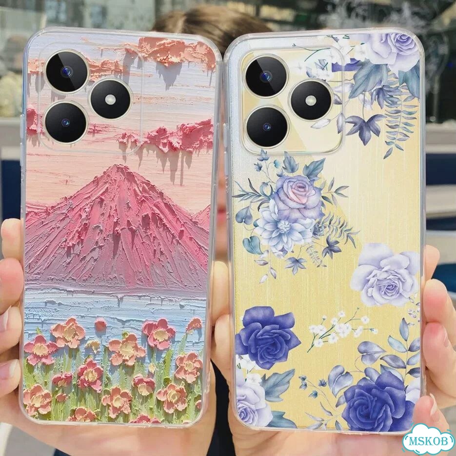 Чехол для Realme C51 RMX3830, окрашенный чехол, прозрачные силиконовые чехлы для телефонов Realme C5 фото 3