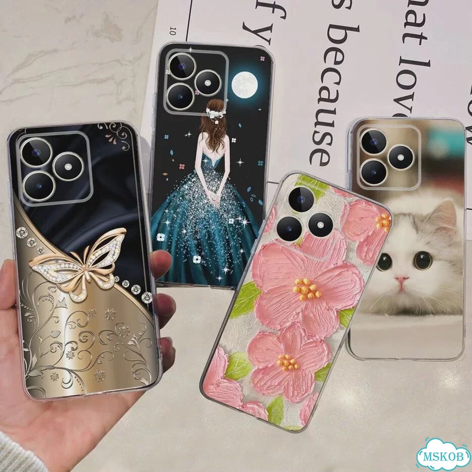 Чехол для Realme C51 RMX3830, окрашенный чехол, прозрачные силиконовые чехлы для телефонов Realme C5 фото 6