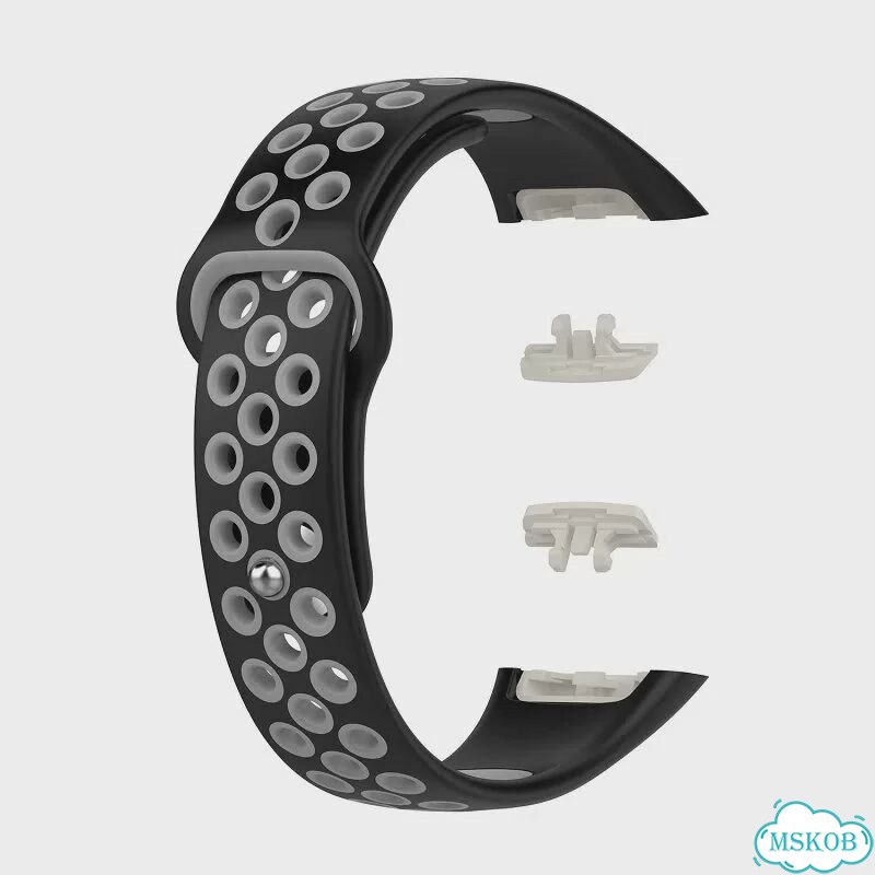 Силиконовый ремешок для Huawei Band 6/6 Pro/Honor Band 6/7 hzzbs Серый, Black Grey фото 1
