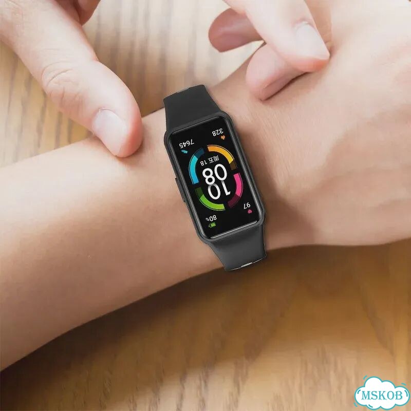 Силиконовый ремешок для Huawei Band 6/6 Pro/Honor Band 6/7 hzzbs Серый, Black Grey фото 4