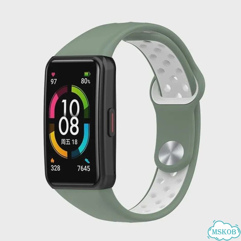 Силиконовый ремешок для Huawei Band 6/6 Pro/Honor Band 6/7 hzzbs Серый, Black Grey фото 5