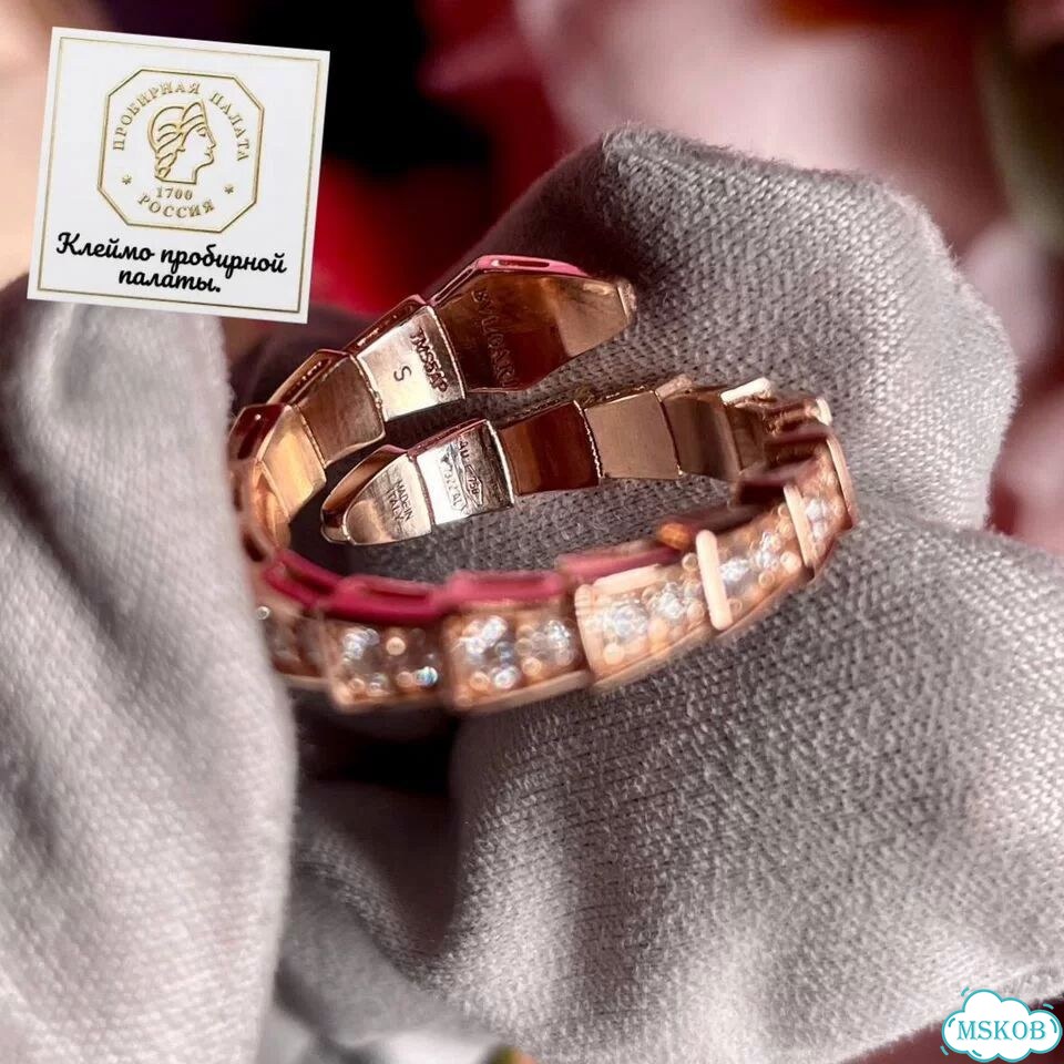 Золотое кольцо Булгари Serpenti розовое BV-42306 фото 5