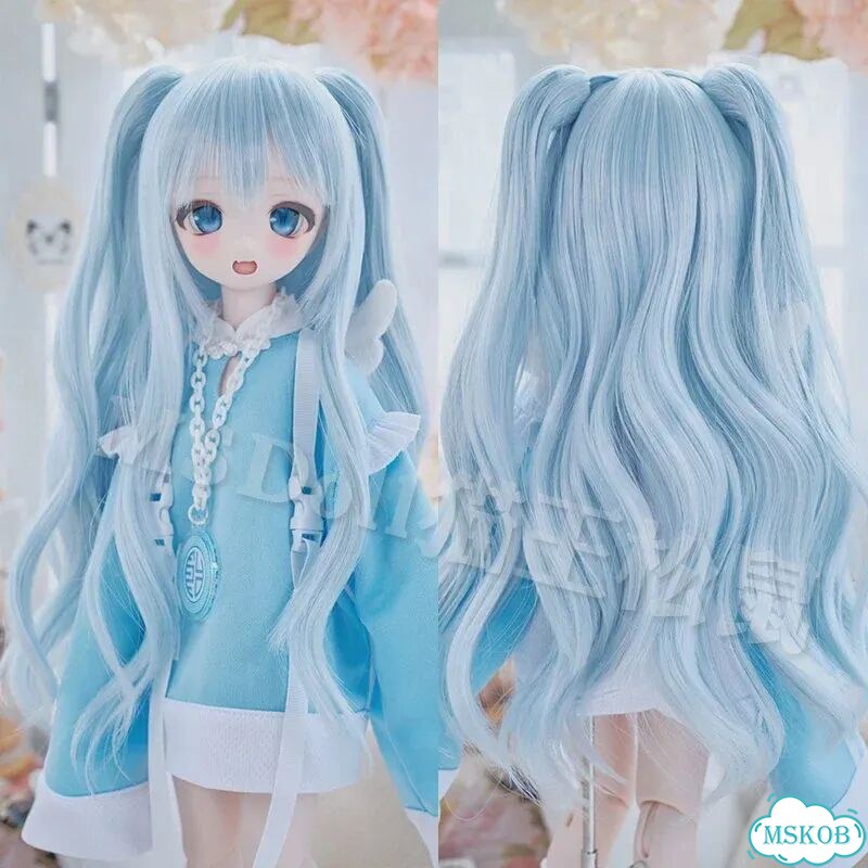 Кукольный парик BJD многоцветный длинный вьющийся с двойными Gold 0809, for head 19.5-21cm фото 2