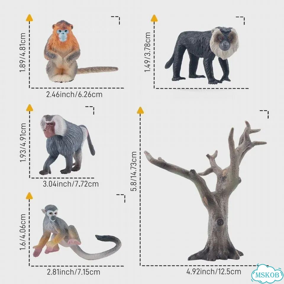 Toymany набор фигурок обезьянок из пвх F-sbmei01-huoji14 фото 6