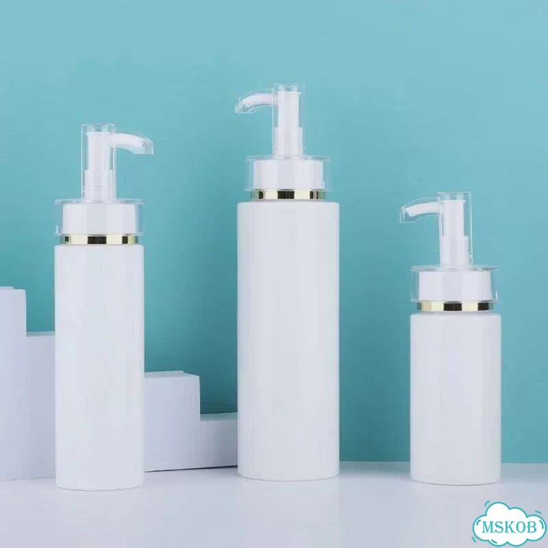 Флаконы пэт с помпой PGY, 10 шт. 150ml, white bottle, sliver ring фото 1