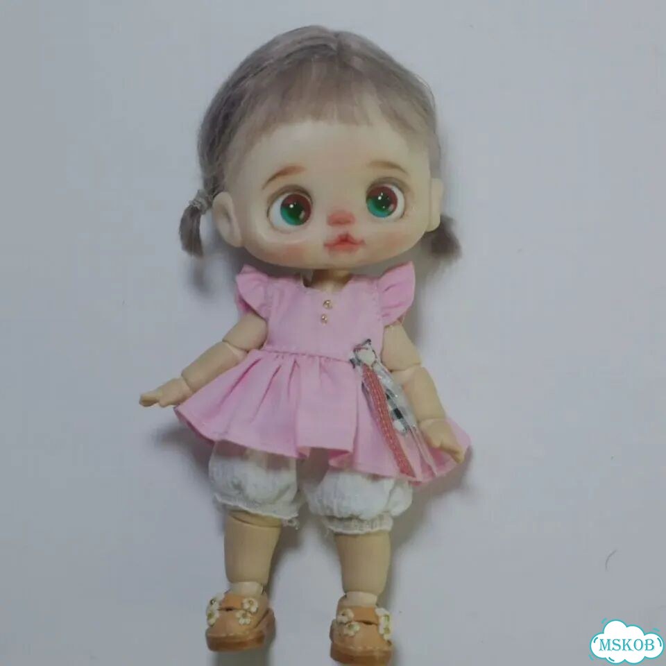 Платье для куклы houziwa OB11 1/12 Розовый, pink dress фото 5