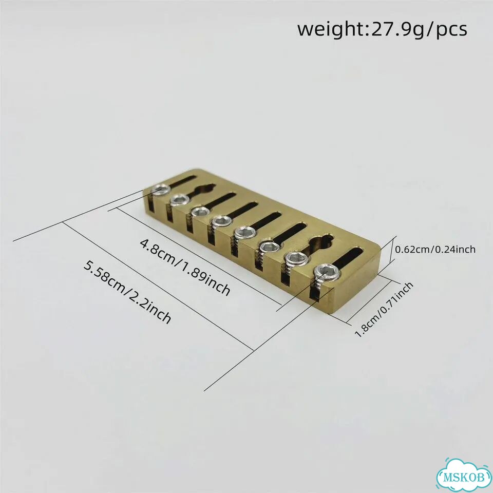 Титановый фиксированный бридж для гитары 6/7/8 струн 6-string Black фото 4