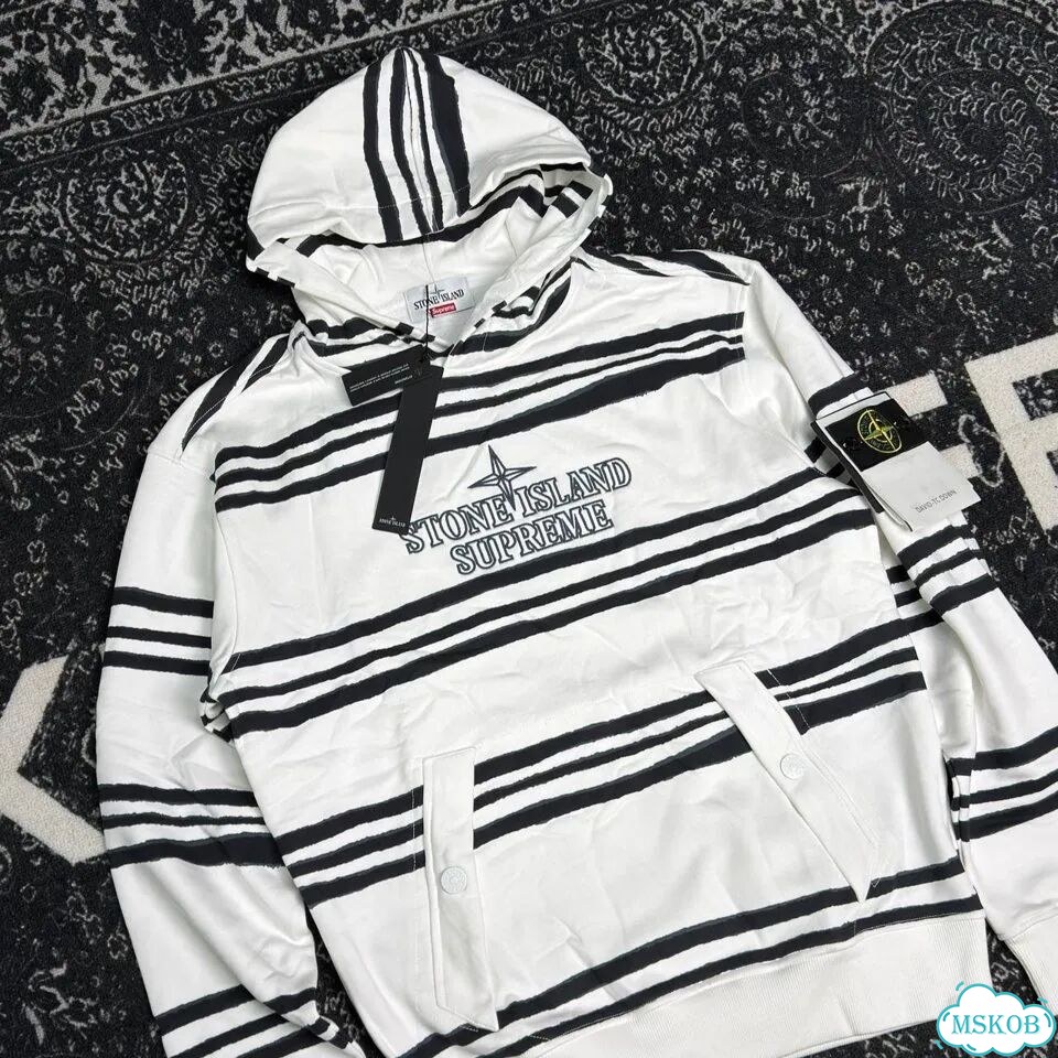 Худи Stone Island x Supreme белая фото 2