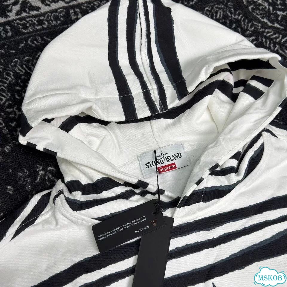 Худи Stone Island x Supreme белая фото 6