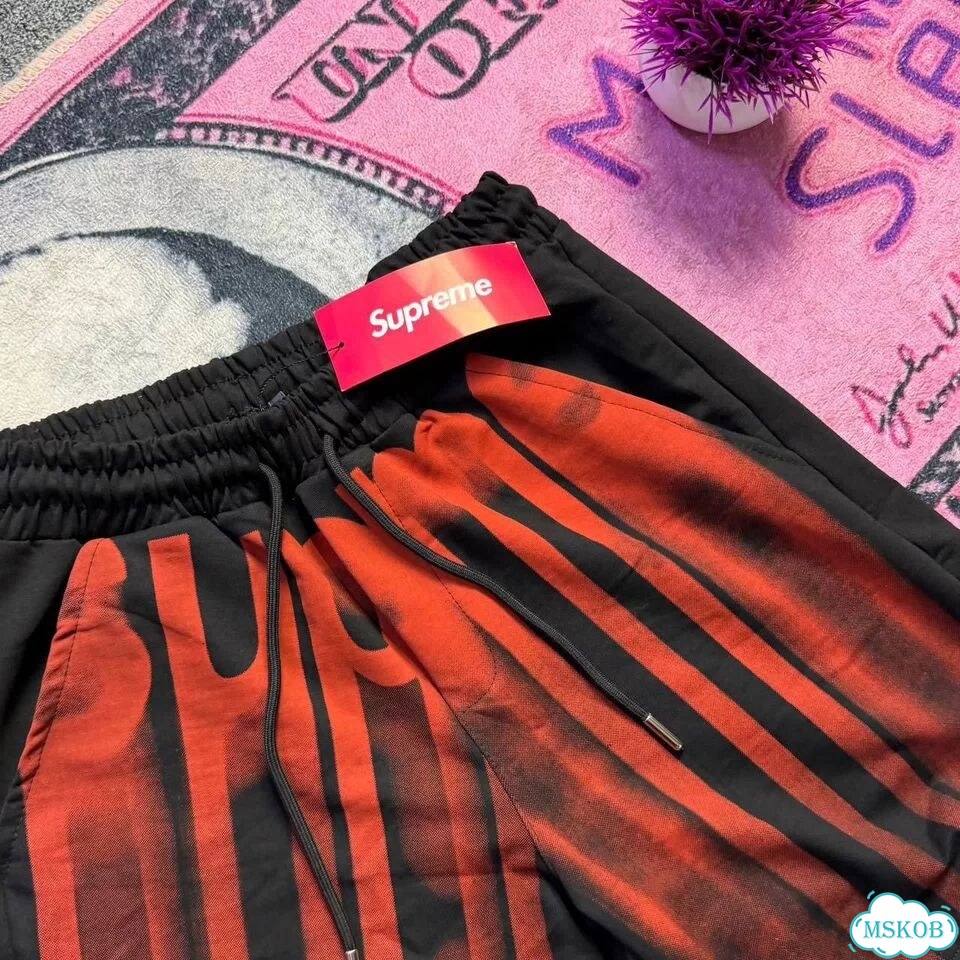 Шорты Supreme blurred logo черные фото 4