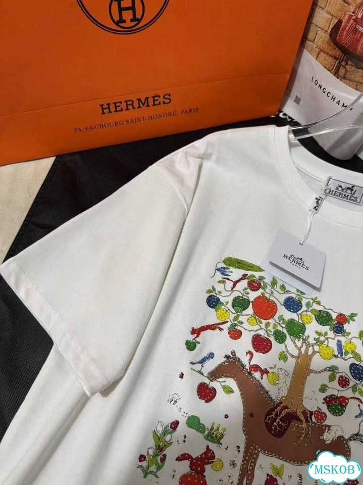 Футболка Hermes лошадь черная белая фото 5