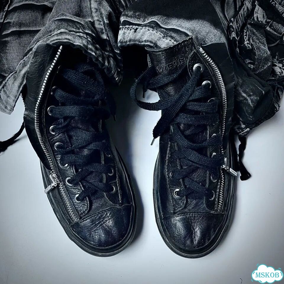 Кожаные кеды diesel zip high top фото 1