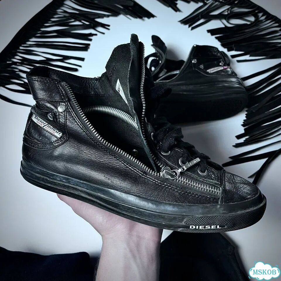 Кожаные кеды diesel zip high top фото 10
