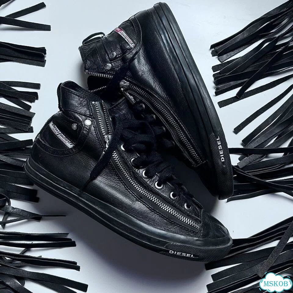 Кожаные кеды diesel zip high top фото 3