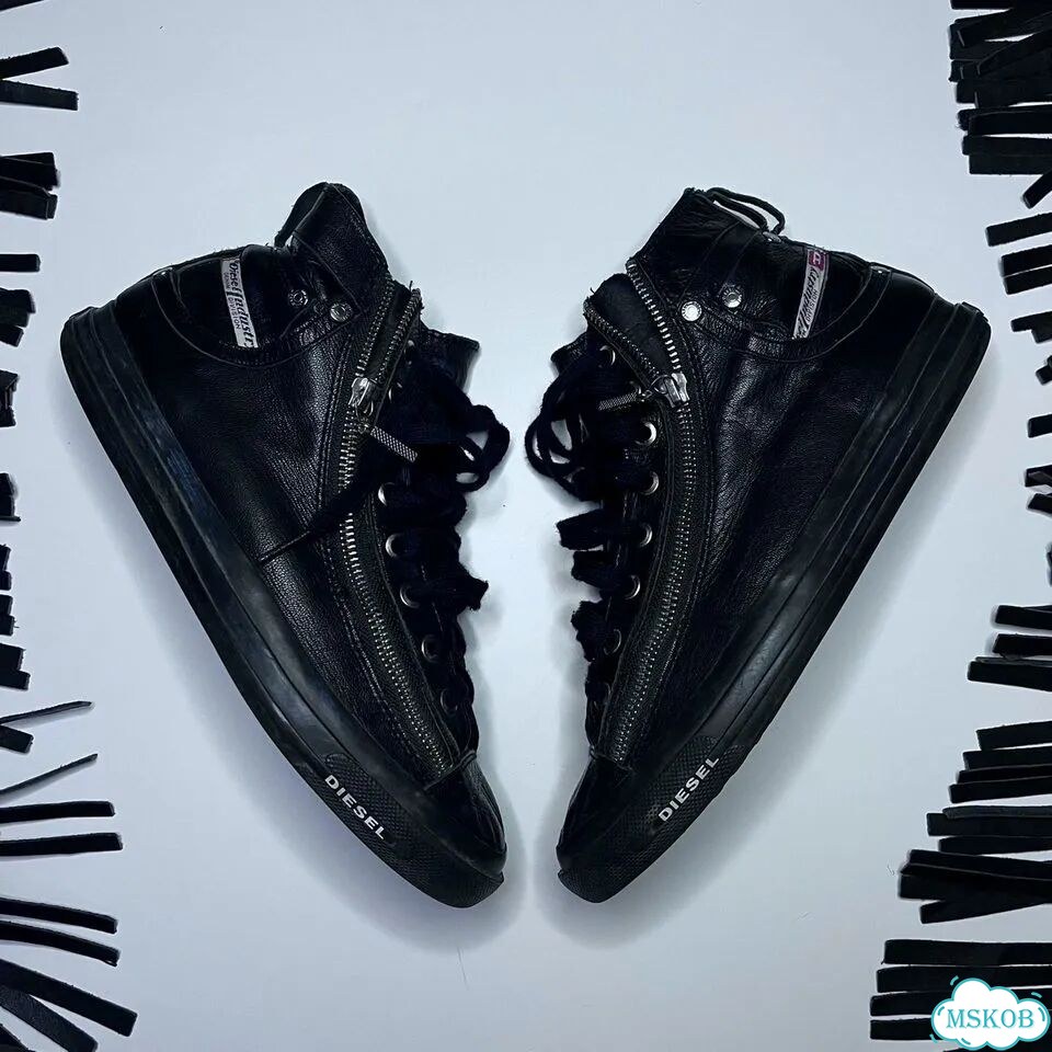 Кожаные кеды diesel zip high top фото 4