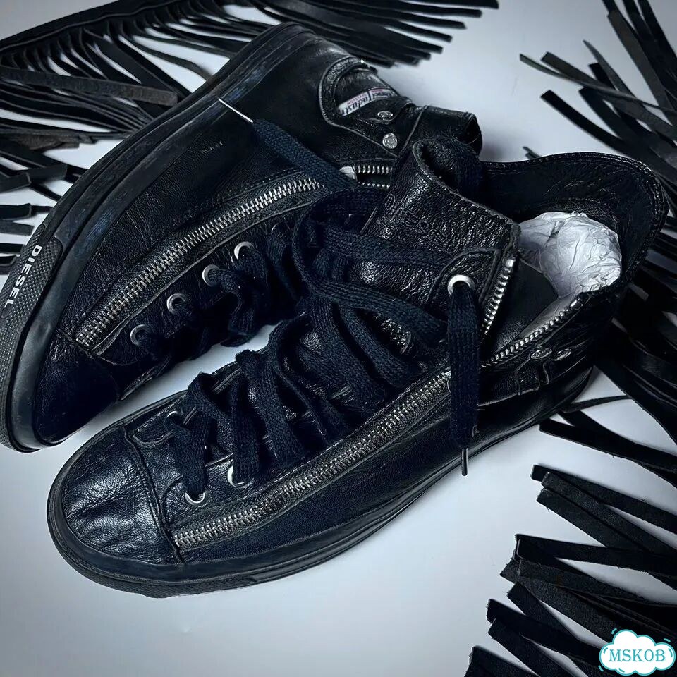 Кожаные кеды diesel zip high top фото 5