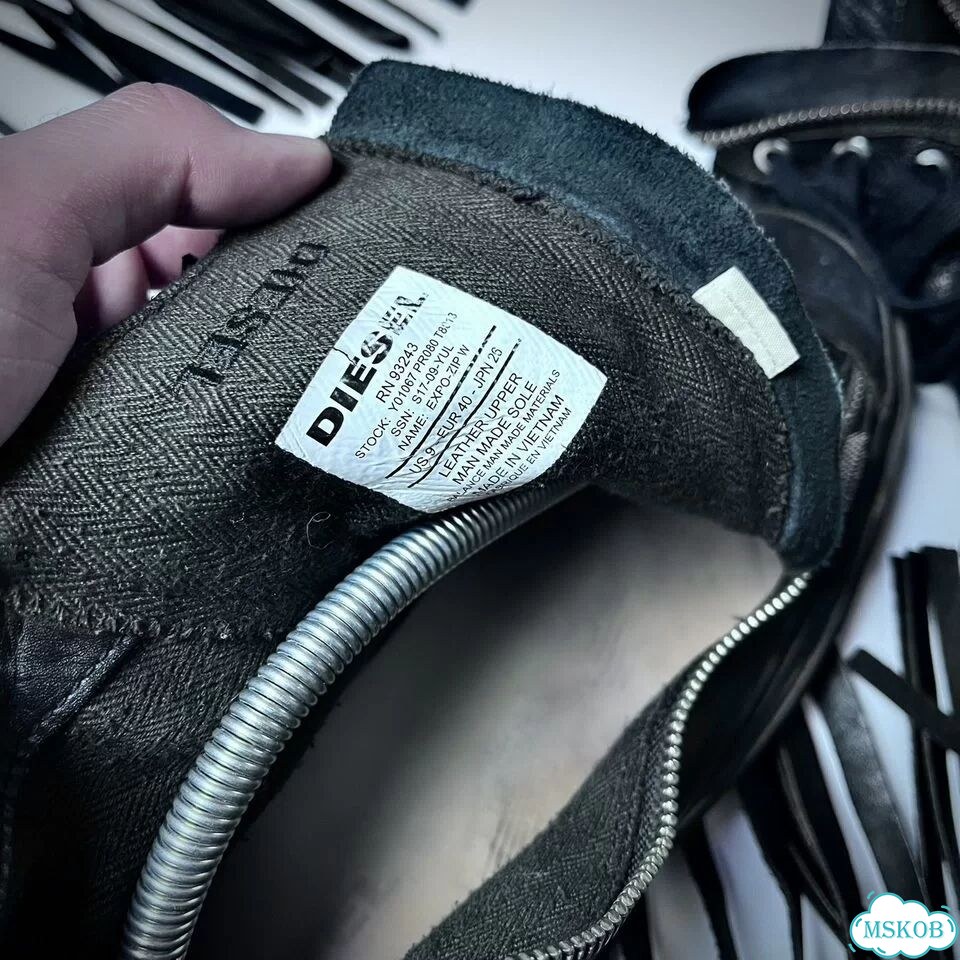 Кожаные кеды diesel zip high top фото 6