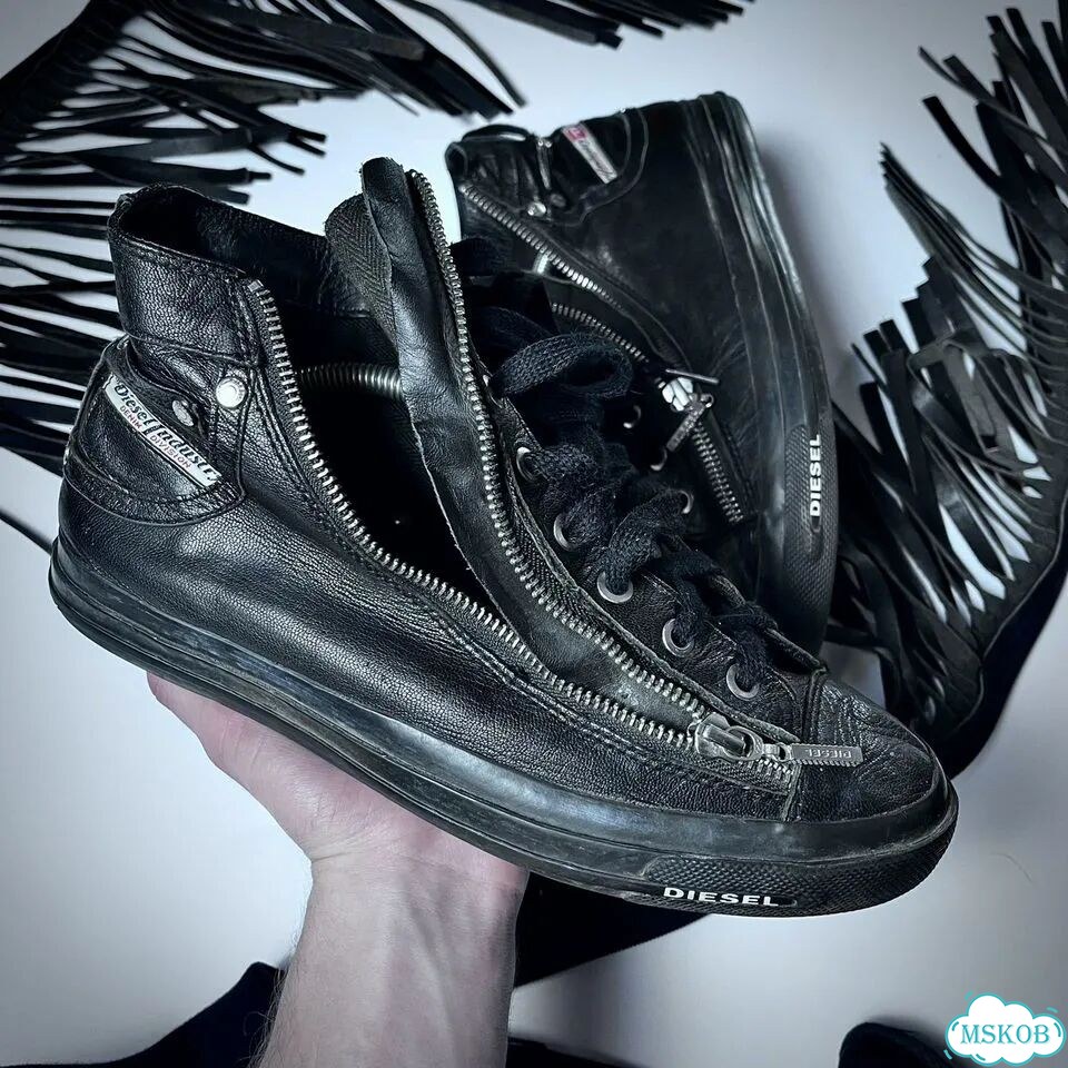 Кожаные кеды diesel zip high top фото 7