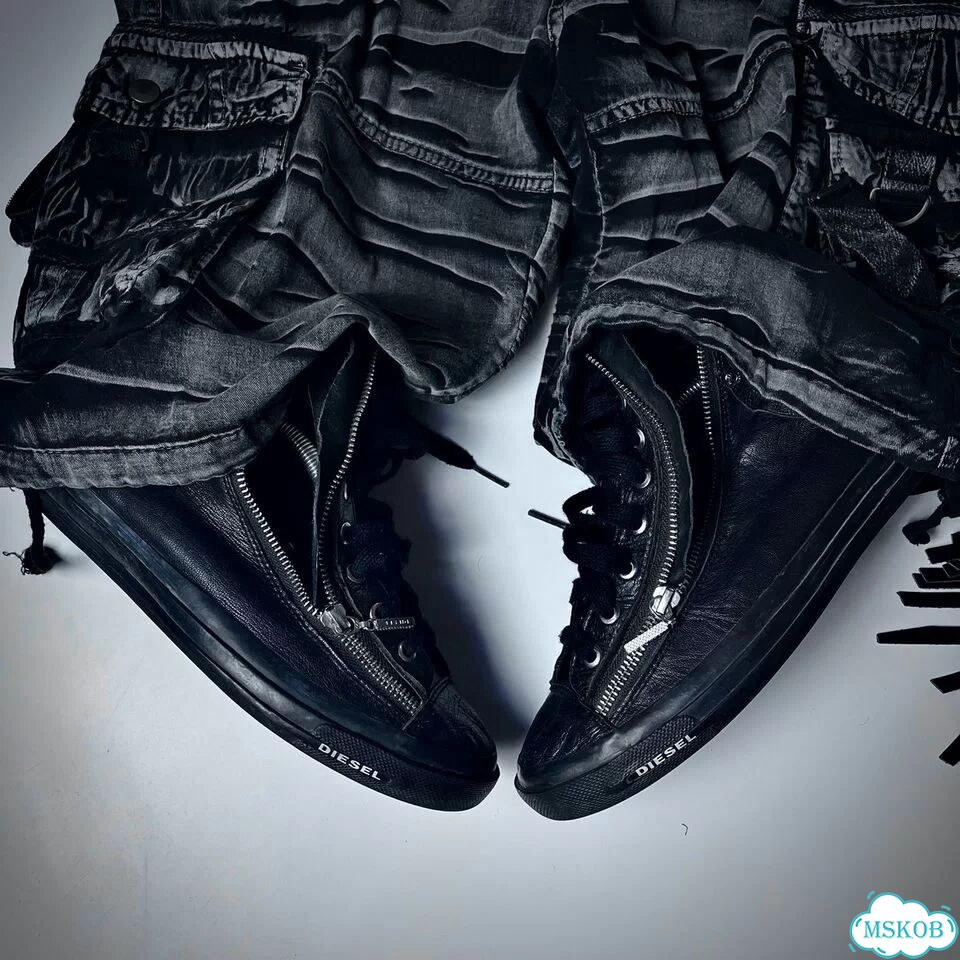 Кожаные кеды diesel zip high top фото 8