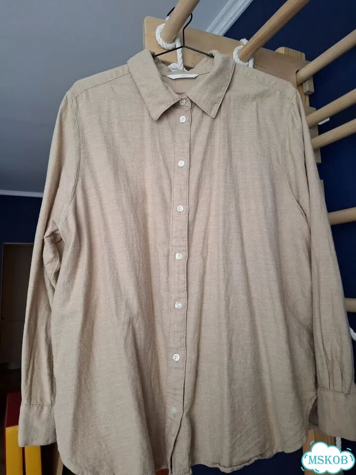 Рубашка из смесового льна песочная H&M 54/56 рос фото 1