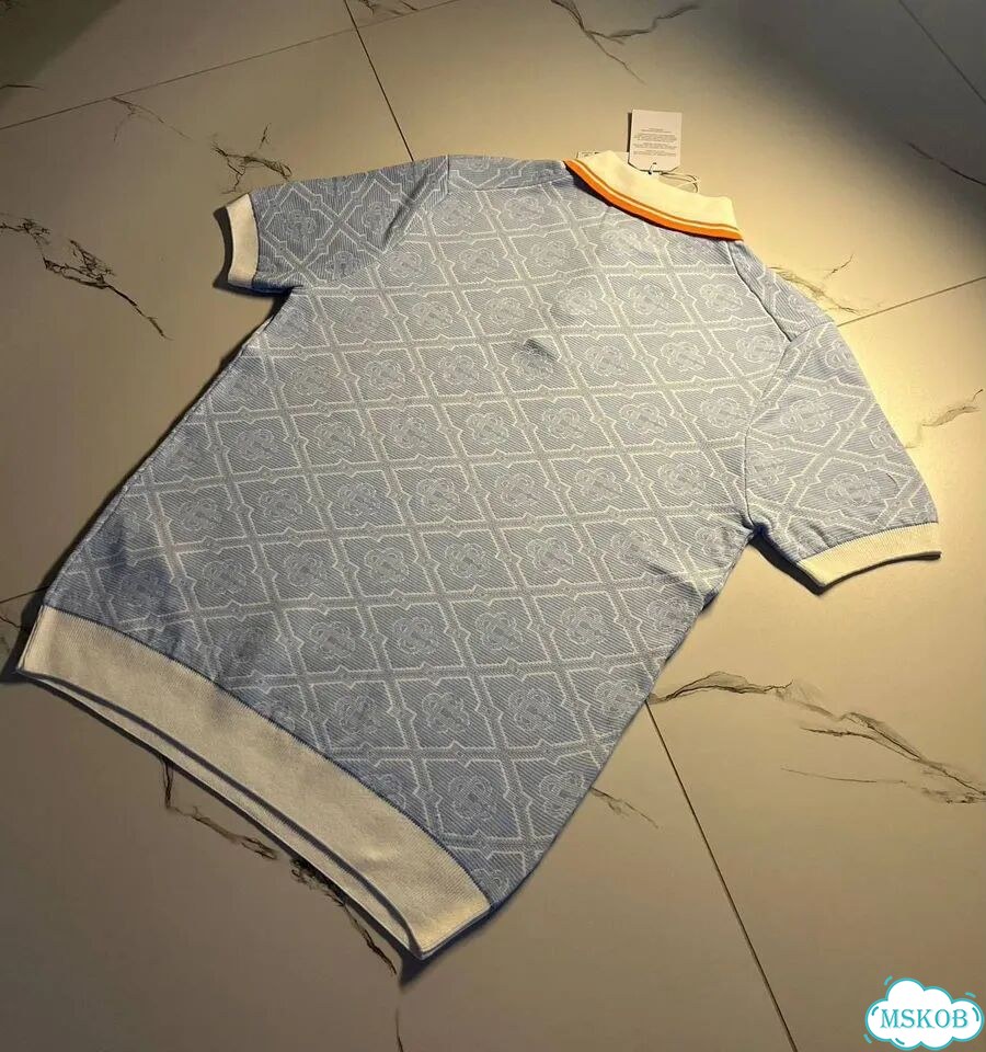 Поло футболка Casablanca голубая old money (S-2XL) фото 11