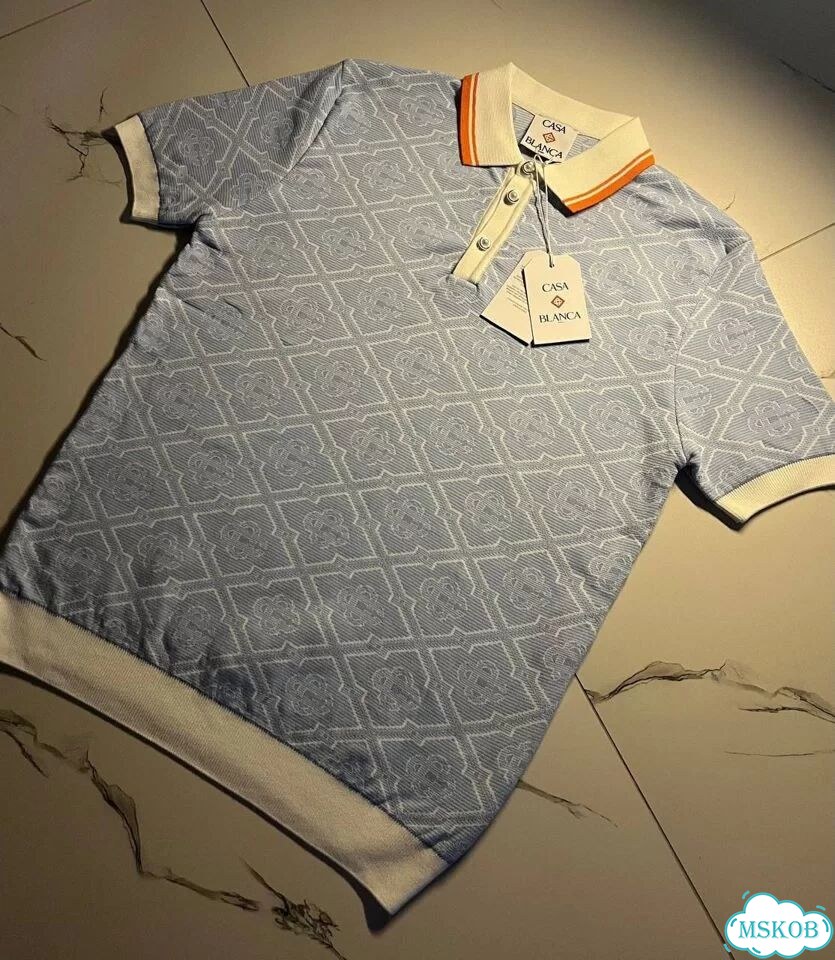 Поло футболка Casablanca голубая old money (S-2XL) фото 6