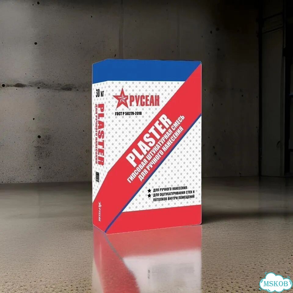 Штукатурка гипсовая Русеан Пластер серая 30 кг фото 1