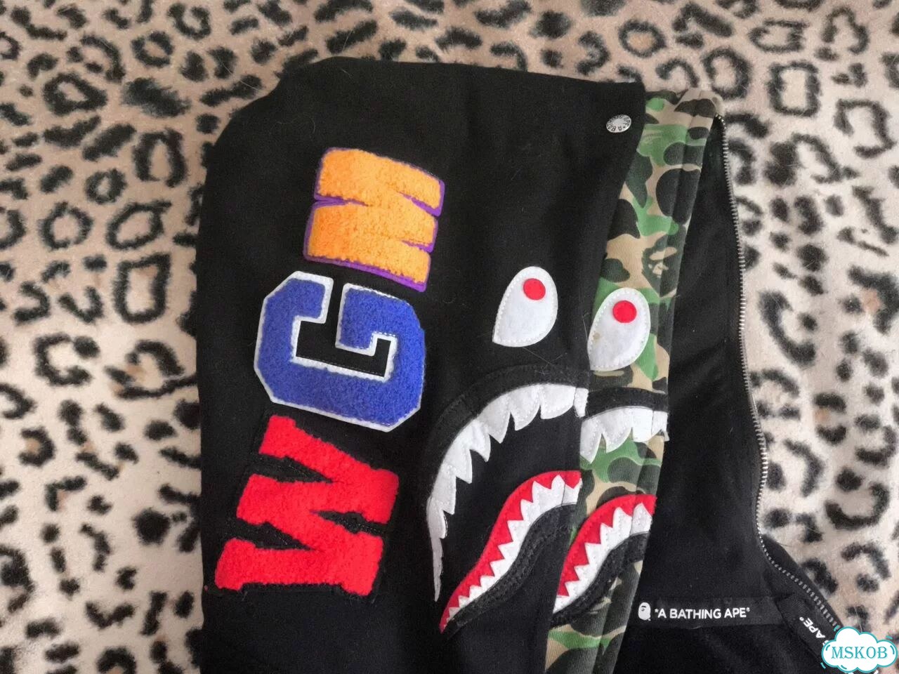 Зип худи bape double hood shark фото 6