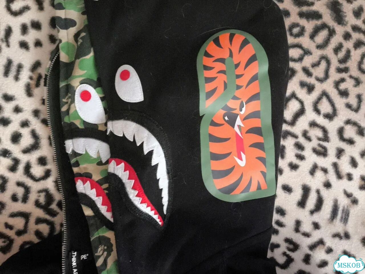 Зип худи bape double hood shark фото 7