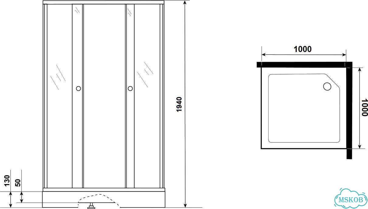 Душевой уголок Bauedge Stil Hit 100x100, с фото 9