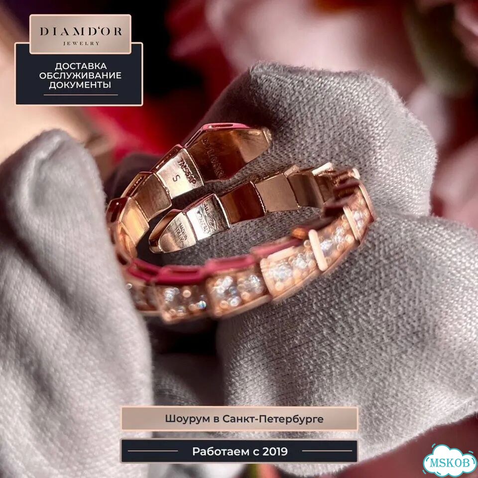 Золотое кольцо Bulgari Serpenti розовое BV-08825 фото 5