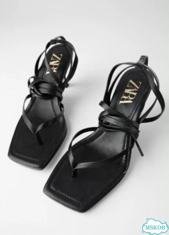 Черные кожаные босоножки zara 40 фото 2