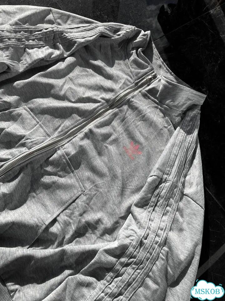 Олимпийка Adidas Серая с розовым лого фото 1