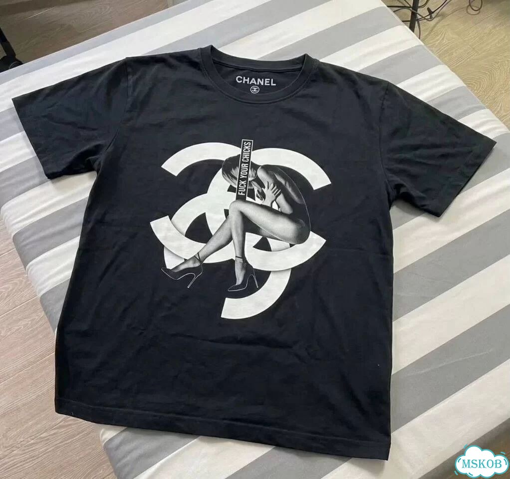 Футболка Chanel Your Chicks черная хайп фото 2