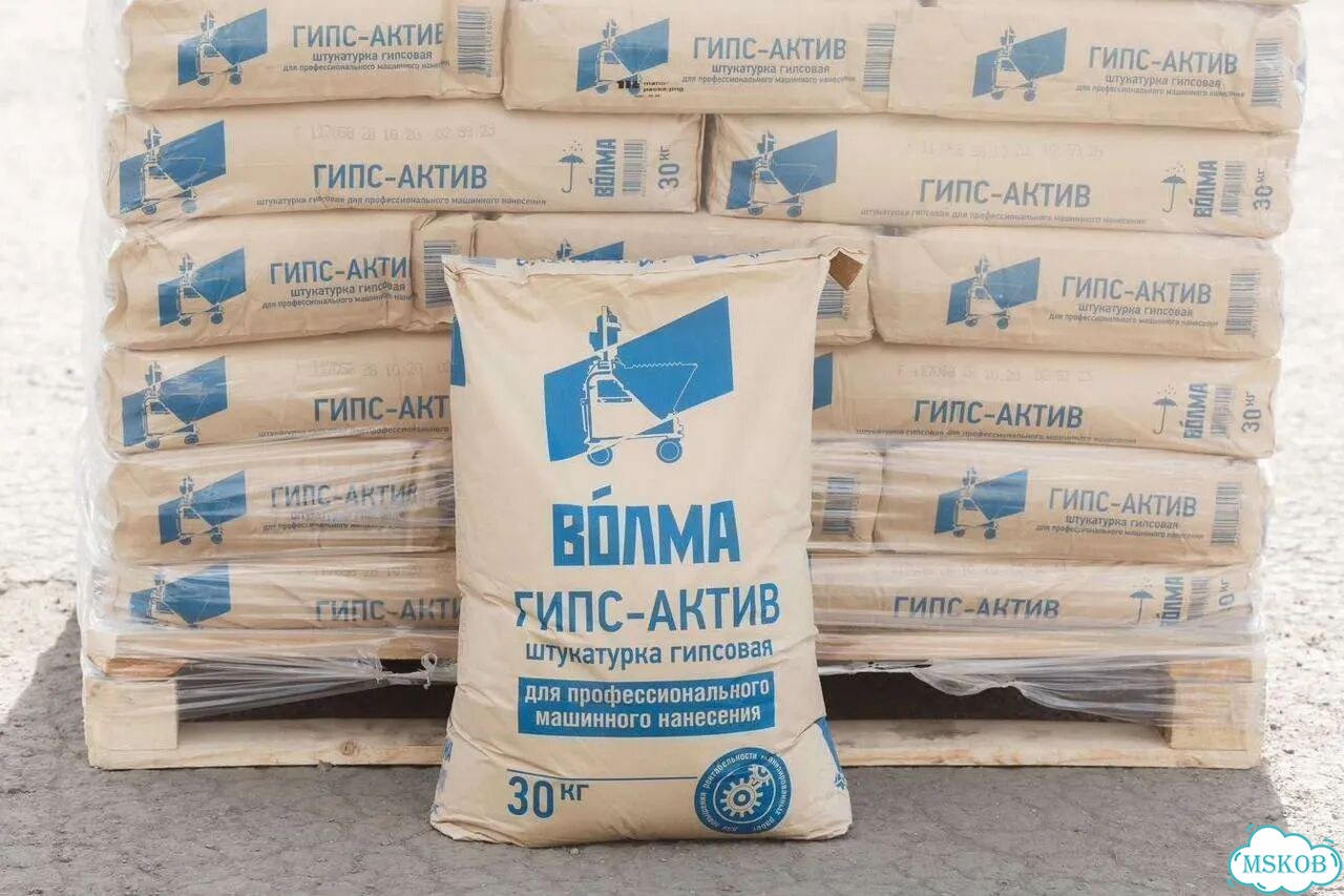Штукатурка Волма Гипс Актив 30 кг, машинная, белая фото 1