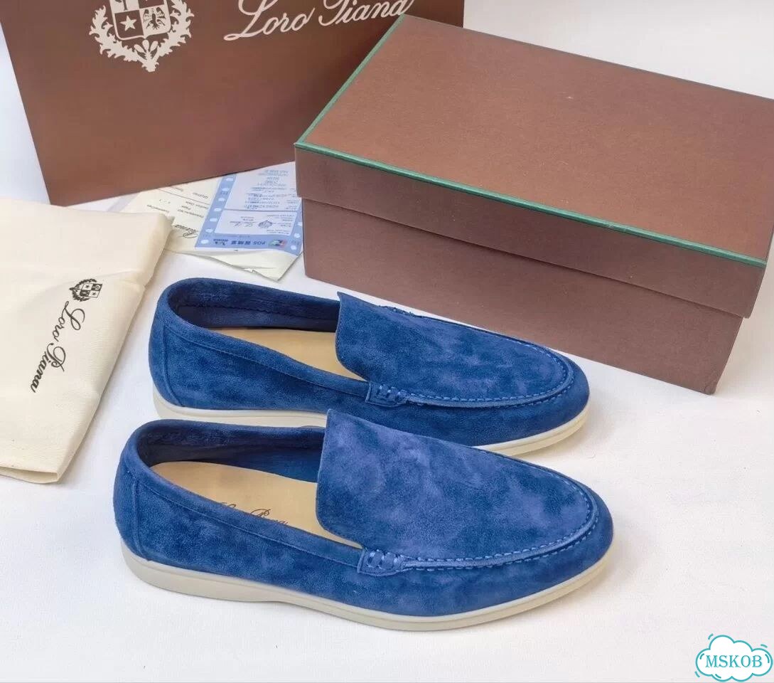 Лоферы замшевые Loro Piana Dark Blue 35-40 фото 3