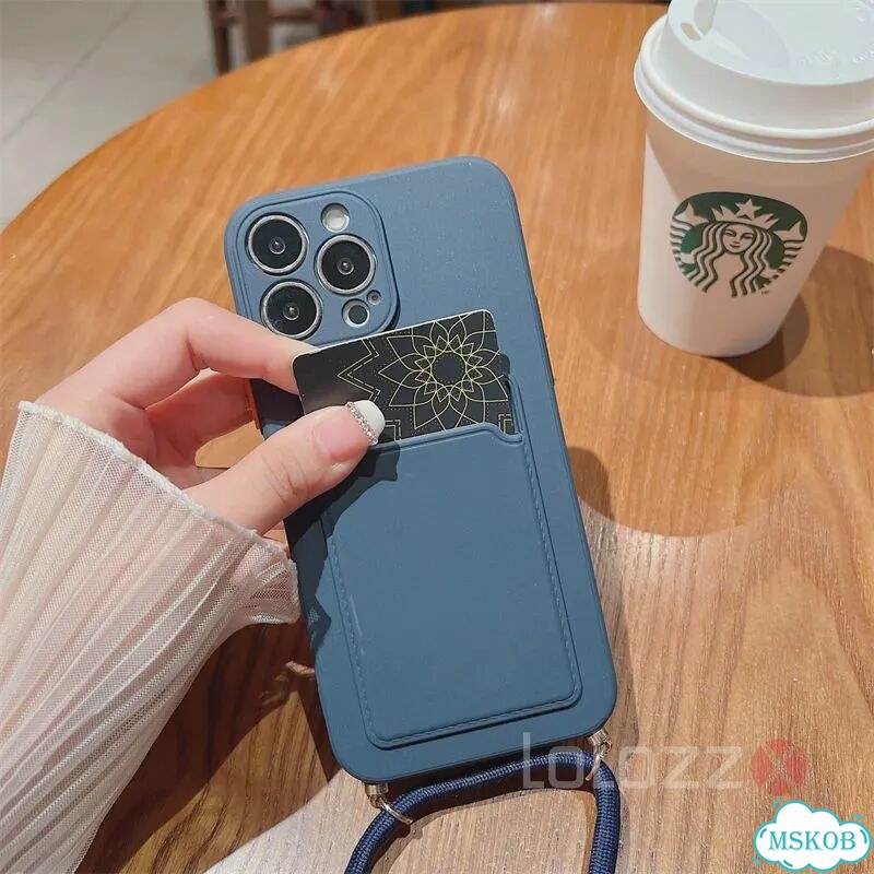 Черный чехол-кошелек на iPhone 16 Pro Max с веревкой фото 7