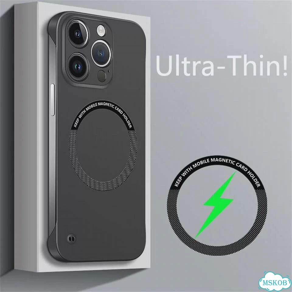 Магнитный чехол для iPhone 13, серый, черный, ультратонкий фото 1