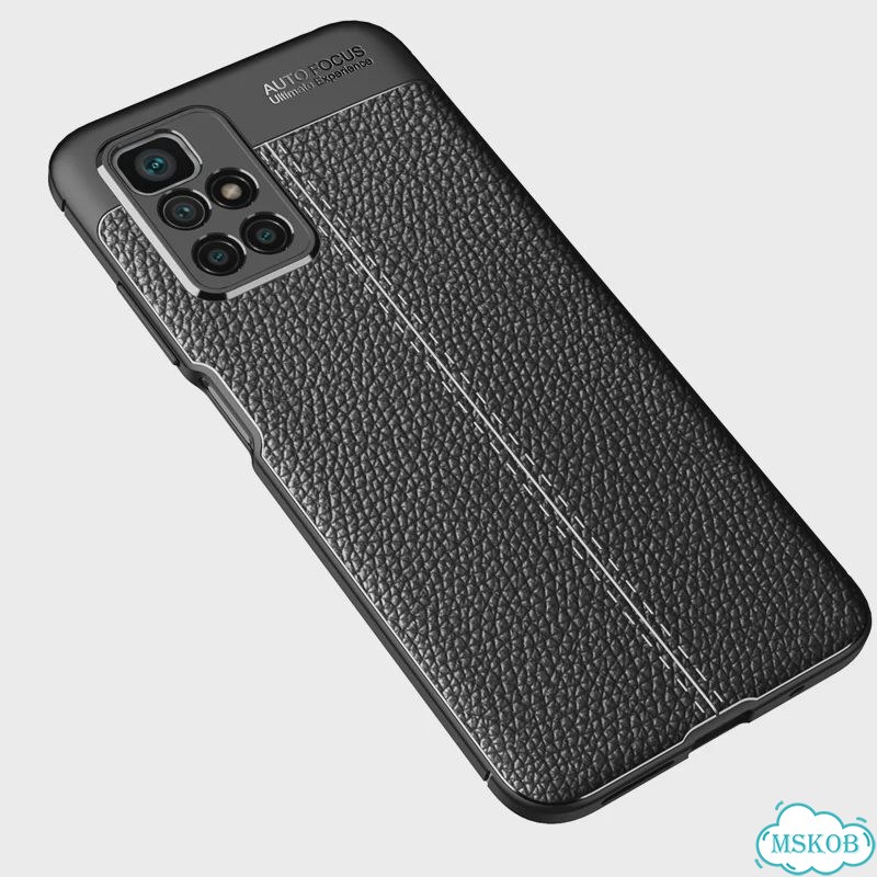 Черный кожаный чехол для Xiaomi Redmi 10 (4G) фото 1