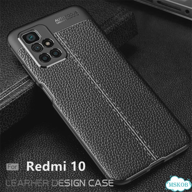 Черный кожаный чехол для Xiaomi Redmi 10 (4G) фото 3