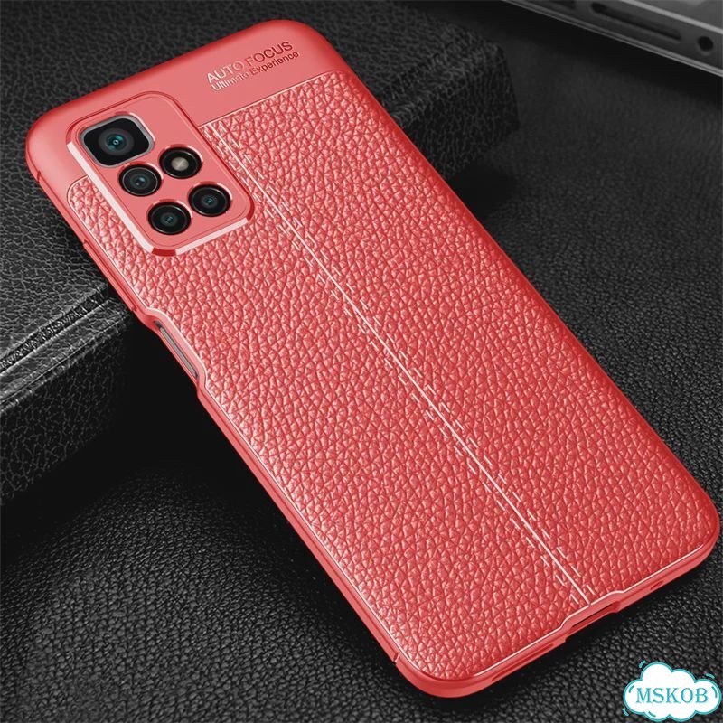 Черный кожаный чехол для Xiaomi Redmi 10 (4G) фото 4