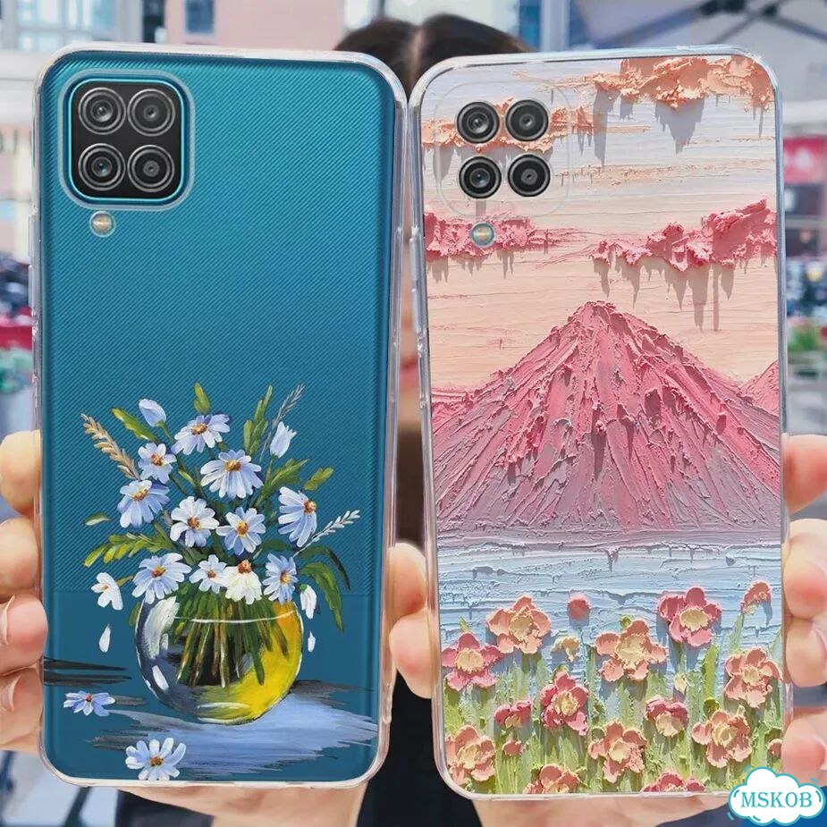 Чехол для Samsung Galaxy A12 F12 M12, роскошный окрашенный чехол, прозрачный 690, For Galaxy M12 фото 7