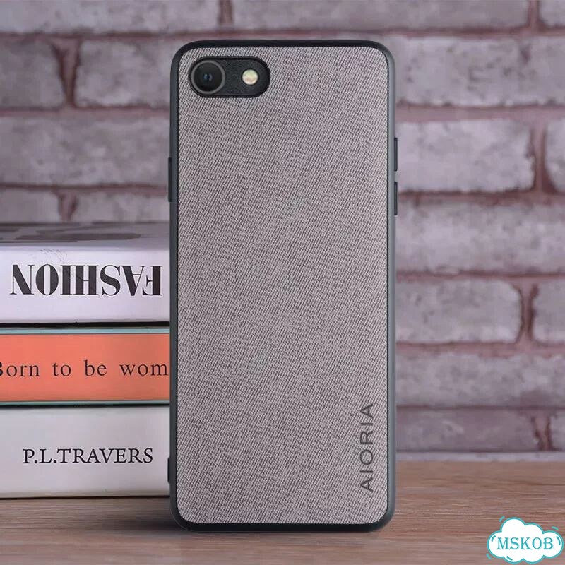 Черный чехол для iPhone 8 из текстильной кожи фото 4