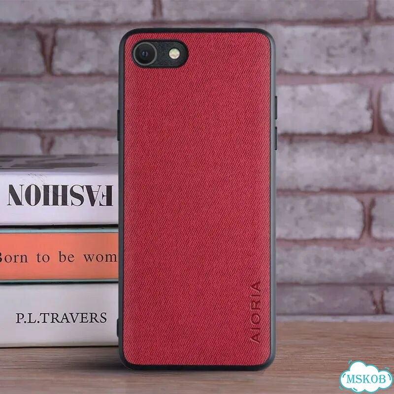 Черный чехол для iPhone 8 из текстильной кожи фото 5