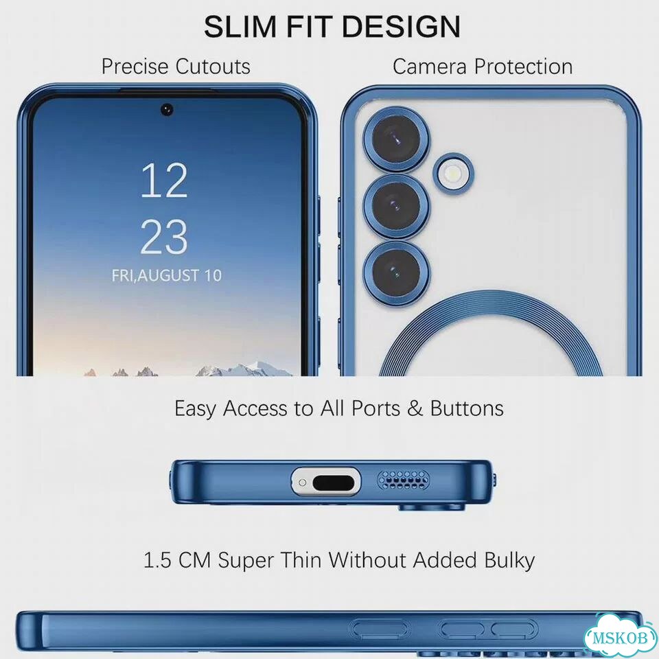 Магнитный чехол Magsafe для Samsung Galaxy S25 Edge S24 S23 S21 FE Plus с ультра блестящим покрытием фото 3