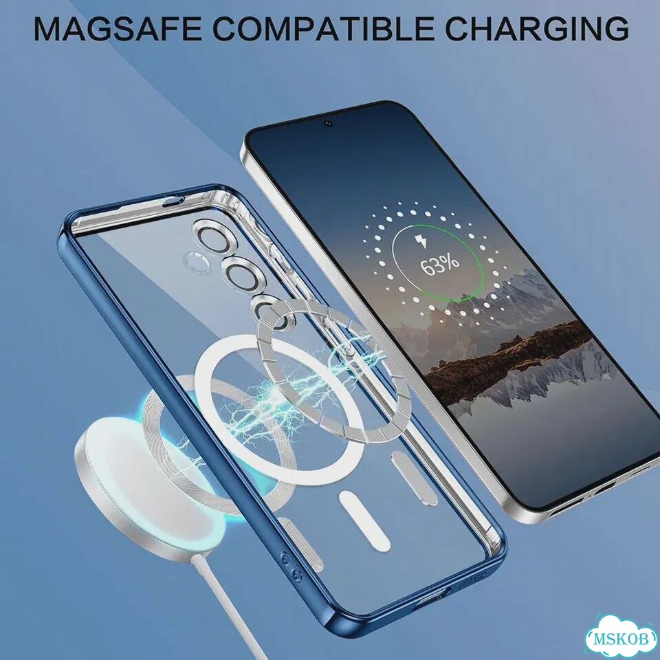 Магнитный чехол Magsafe для Samsung Galaxy S25 Edge S24 S23 S21 FE Plus с ультра блестящим покрытием фото 4