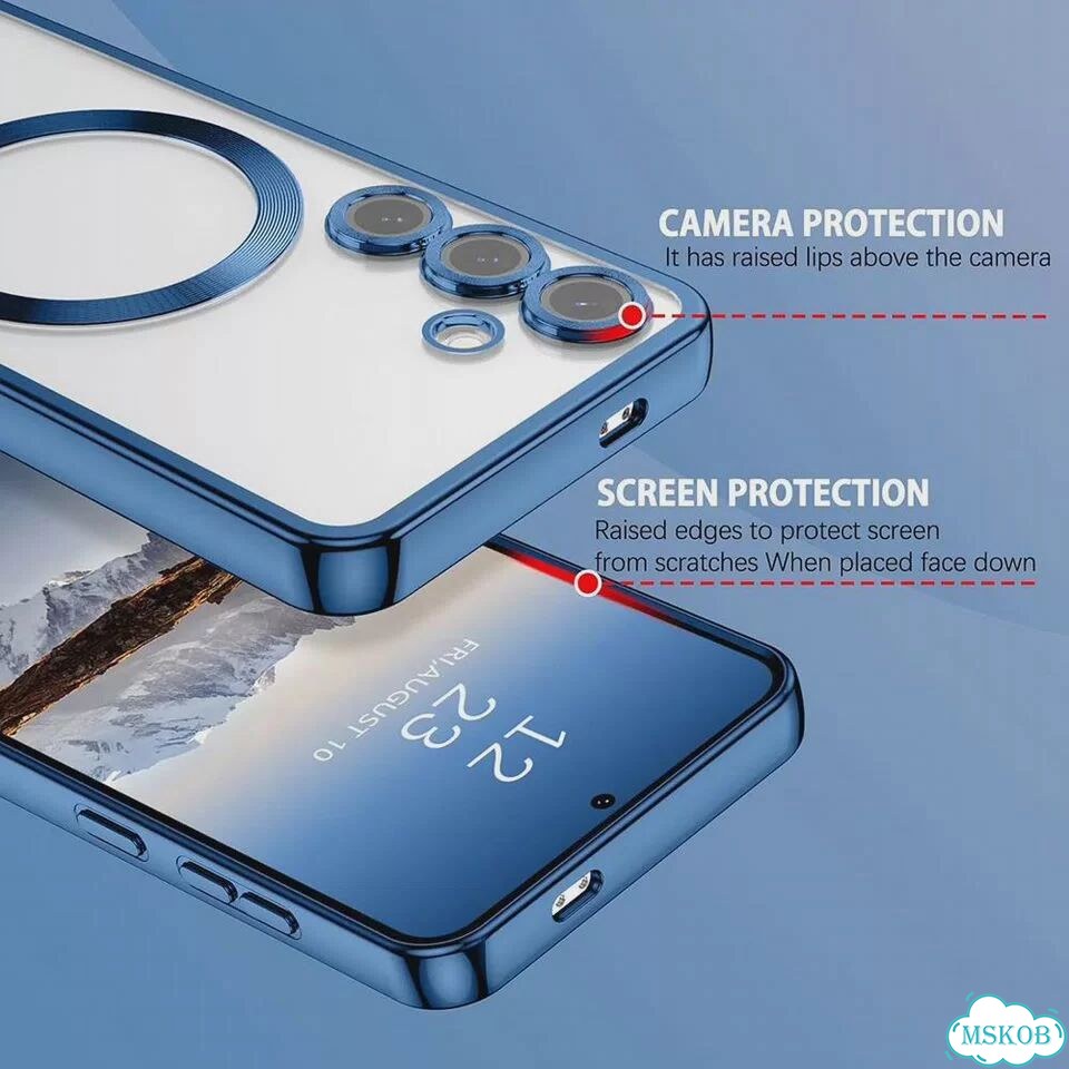 Магнитный чехол Magsafe для Samsung Galaxy S25 Edge S24 S23 S21 FE Plus с ультра блестящим покрытием фото 5