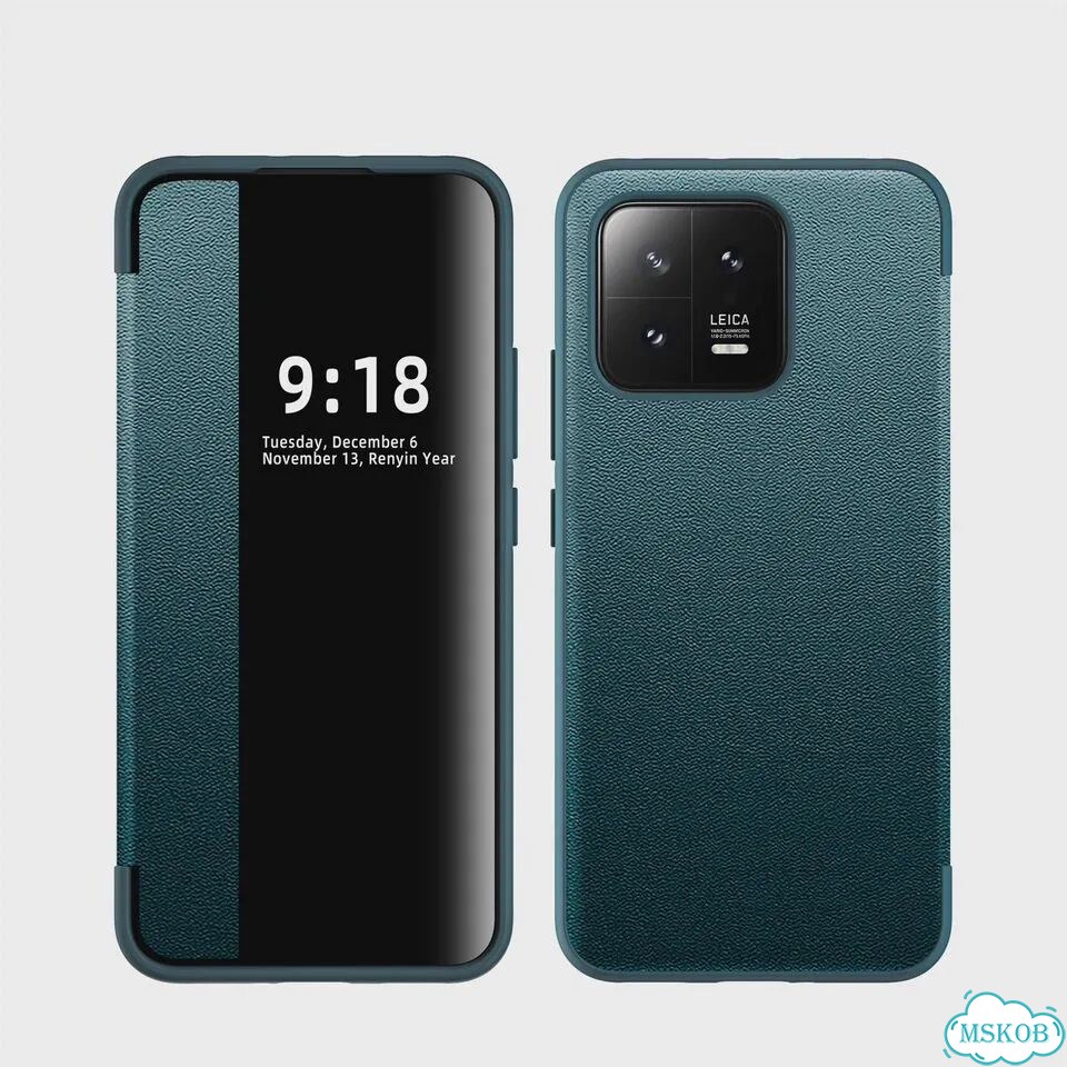 Кожаный чехол-книжка для Xiaomi 13, черный фото 2