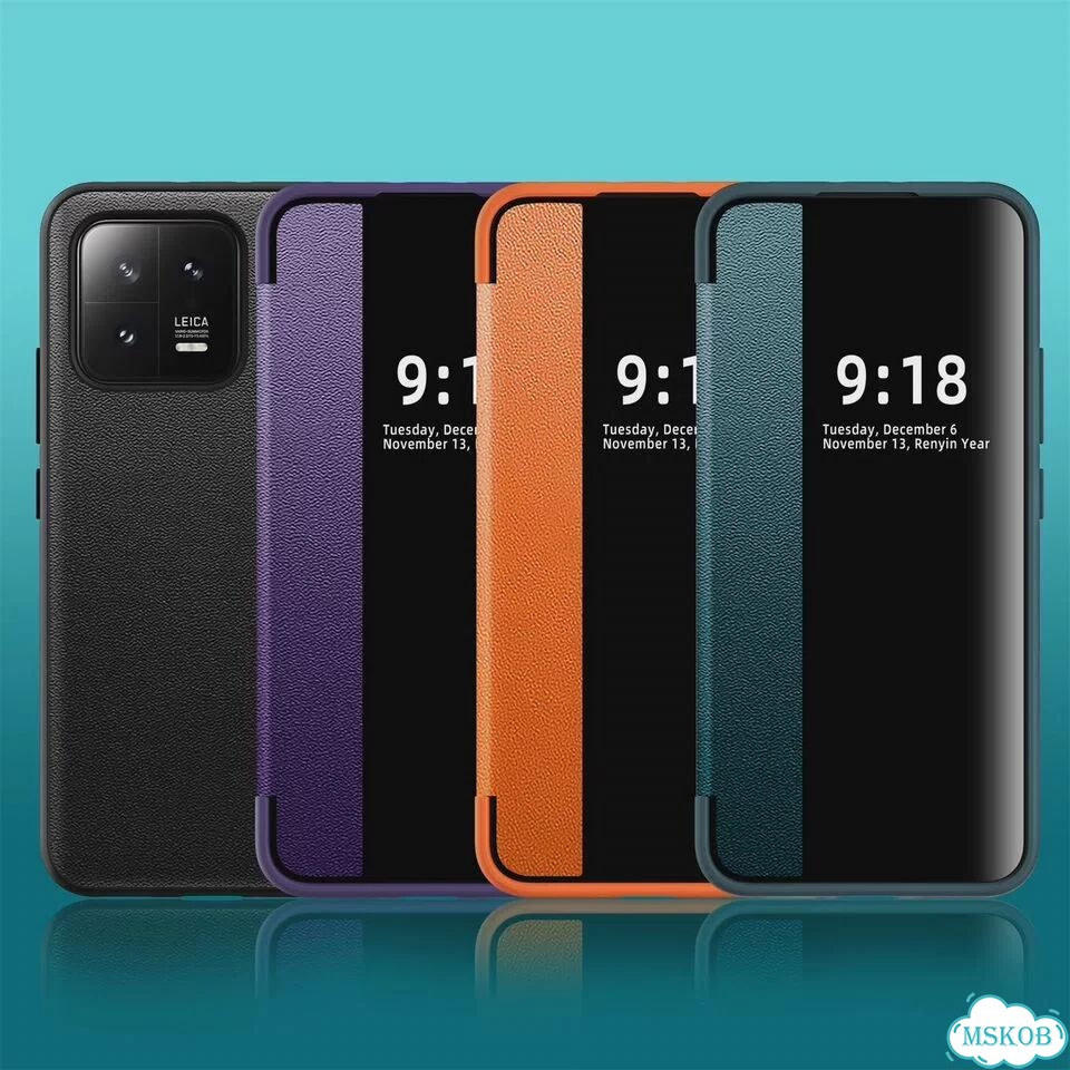 Кожаный чехол-книжка для Xiaomi 13, черный фото 7